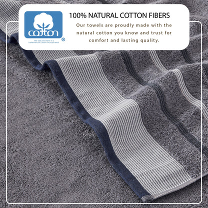 Decorative Cotton Stripe Bath Towel Set - Noelle Collection