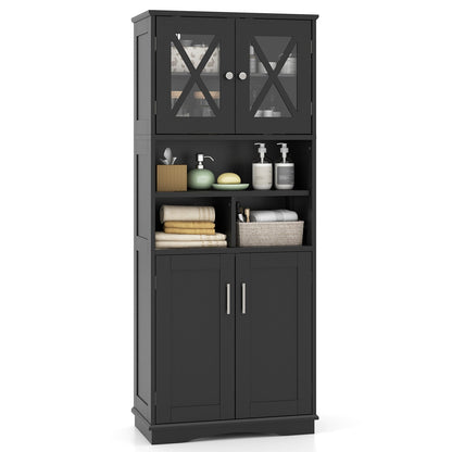 Tall Bathroom Cabinet Large Floor Storage Cabinet with Acrylic Doors and 3 Cubes