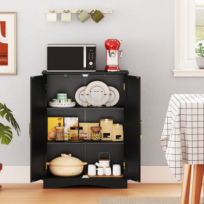 Bathroom Floor Storage Cabinet with 2 Doors and Adjustable Shelves
