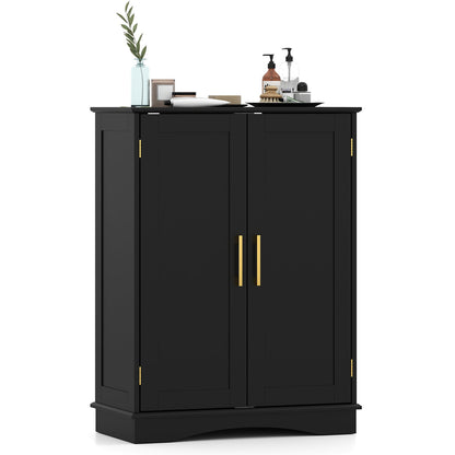 Bathroom Floor Storage Cabinet with 2 Doors and Adjustable Shelves
