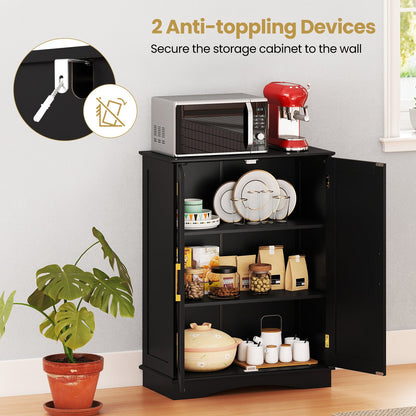 Bathroom Floor Storage Cabinet with 2 Doors and Adjustable Shelves