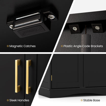 Bathroom Floor Storage Cabinet with 2 Doors and Adjustable Shelves