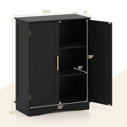 Bathroom Floor Storage Cabinet with 2 Doors and Adjustable Shelves
