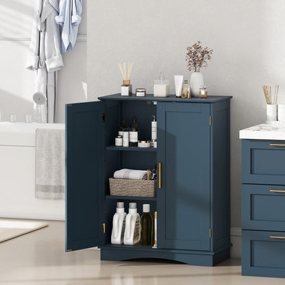 Bathroom Floor Storage Cabinet with 2 Doors and Adjustable Shelves