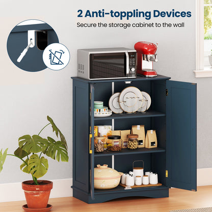 Bathroom Floor Storage Cabinet with 2 Doors and Adjustable Shelves
