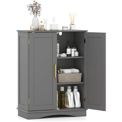 Bathroom Floor Storage Cabinet with 2 Doors and Adjustable Shelves