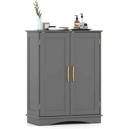 Bathroom Floor Storage Cabinet with 2 Doors and Adjustable Shelves