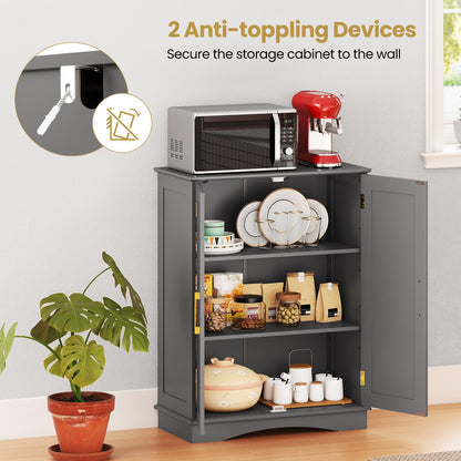Bathroom Floor Storage Cabinet with 2 Doors and Adjustable Shelves