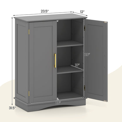 Bathroom Floor Storage Cabinet with 2 Doors and Adjustable Shelves