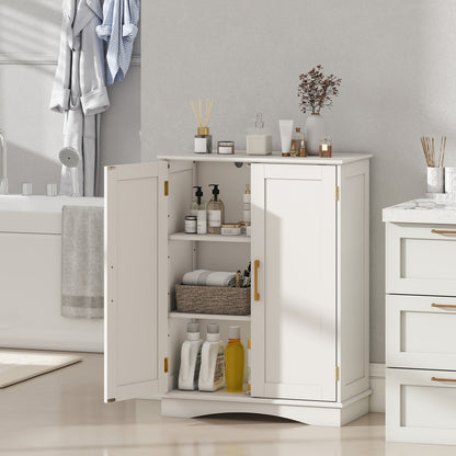Bathroom Floor Storage Cabinet with 2 Doors and Adjustable Shelves