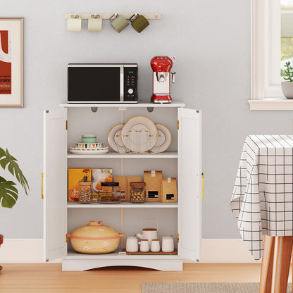 Bathroom Floor Storage Cabinet with 2 Doors and Adjustable Shelves