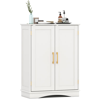 Bathroom Floor Storage Cabinet with 2 Doors and Adjustable Shelves