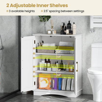 Bathroom Floor Storage Cabinet with 2 Doors and Adjustable Shelves