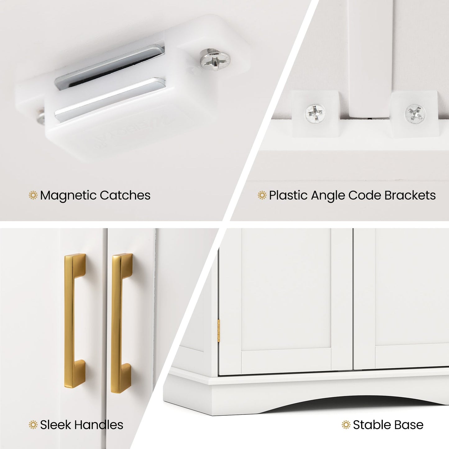 Bathroom Floor Storage Cabinet with 2 Doors and Adjustable Shelves