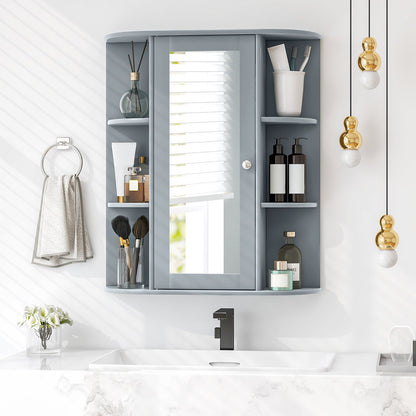 Mirrored Bathroom Medicine Cabinet with Single Mirror Door and Adjustable Shelf