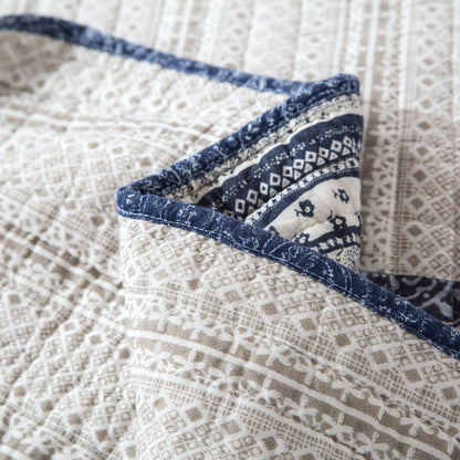 DaDa Bedding Denim Blue Patchwork Cotton Quilt Set