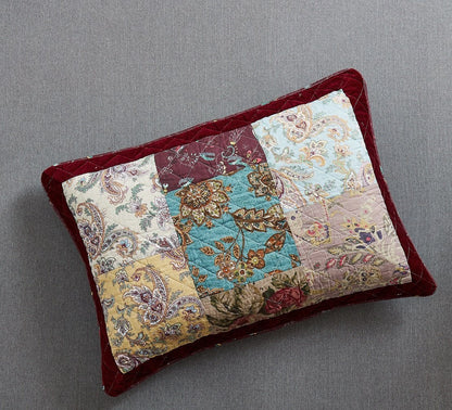 DaDa Bedding Burgundy Paisley Patchwork Cotton Quilt Set