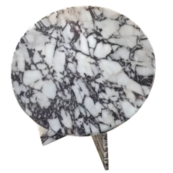 Calacatta Viola Marble Round Polished Coffee Table Modern Style 24 Inch Diameter