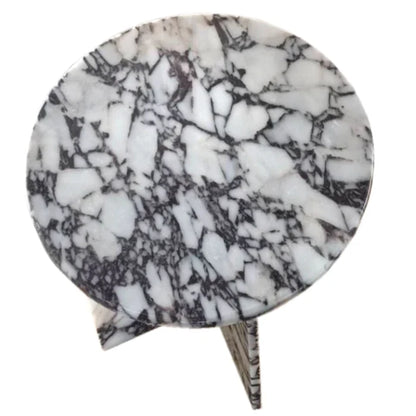 Calacatta Viola Marble Round Polished Coffee Table Modern Style 24 Inch Diameter