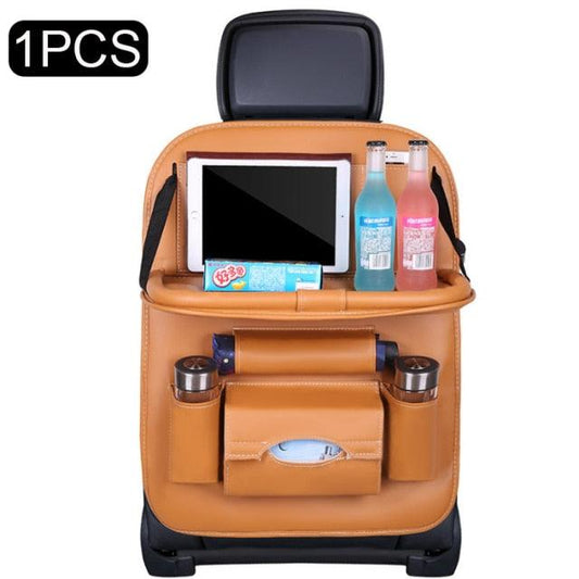 Car Seat Back Organizer Pu Leather Pad Bag Car Storage Organizer Foldable Table Tray Travel Storage Bag Car Backseat Organizer with Tablet Holder Storage Pockets PU Leather Car Storage Organizer Auto Tablet Holder Travel Organizer Accessories