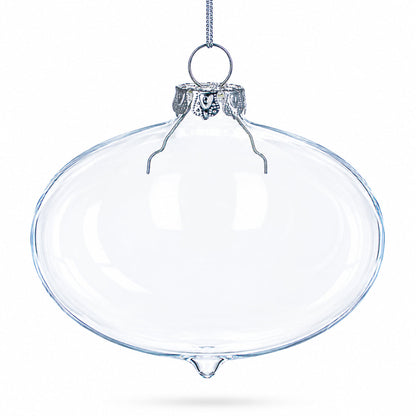 Set of 3 Onion Shape Clear Glass Christmas Ornament 4.15 Inches