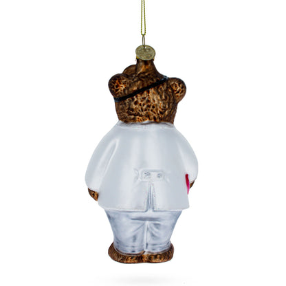 Doctor Bear Glass Christmas Ornament