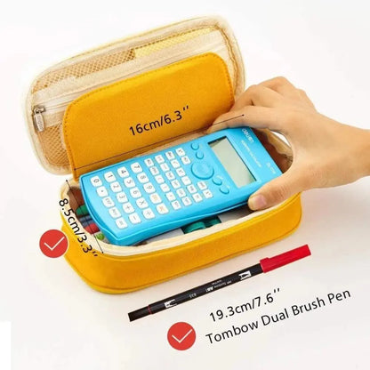 Colorful Pencil Organizer Pouch Pen Holder School Supplies Portable Travel Simple Storage Box Easy Grip Handle
