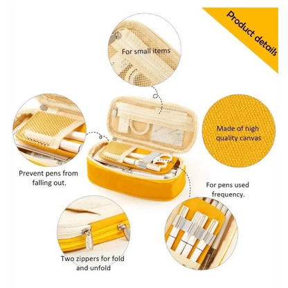 Colorful Pencil Organizer Pouch Pen Holder School Supplies Portable Travel Simple Storage Box Easy Grip Handle