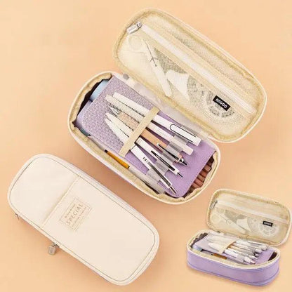Colorful Pencil Organizer Pouch Pen Holder School Supplies Portable Travel Simple Storage Box Easy Grip Handle