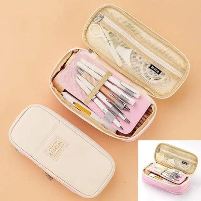 Colorful Pencil Organizer Pouch Pen Holder School Supplies Portable Travel Simple Storage Box Easy Grip Handle