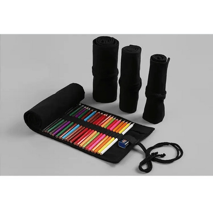Colorful Roll Up Pencil Case Canvas Flowers Style Colored Pencils Wrap Multi-Purpose Pen Holder Cute Case