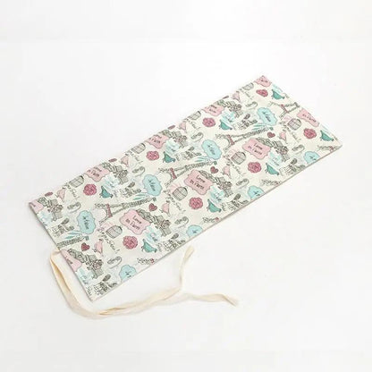 Colorful Roll Up Pencil Case Canvas Flowers Style Colored Pencils Wrap Multi-Purpose Pen Holder Cute Case