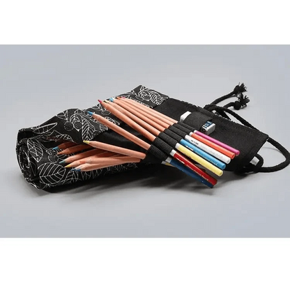 Colorful Roll Up Pencil Case Canvas Flowers Style Colored Pencils Wrap Multi-Purpose Pen Holder Cute Case
