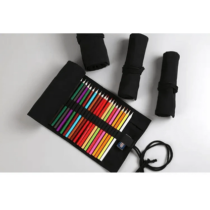 Colorful Roll Up Pencil Case Canvas Flowers Style Colored Pencils Wrap Multi-Purpose Pen Holder Cute Case