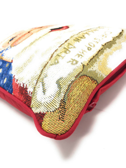 DaDa Bedding Naughty or Nice Santa Claus Christmas Woven Tapestry Throw Pillow Cover - 16" x 16"