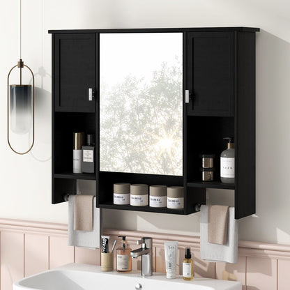 Wall Mounted Bathroom Storage Cabinet With Mirror, Medicine Cabinet With Towel Bar