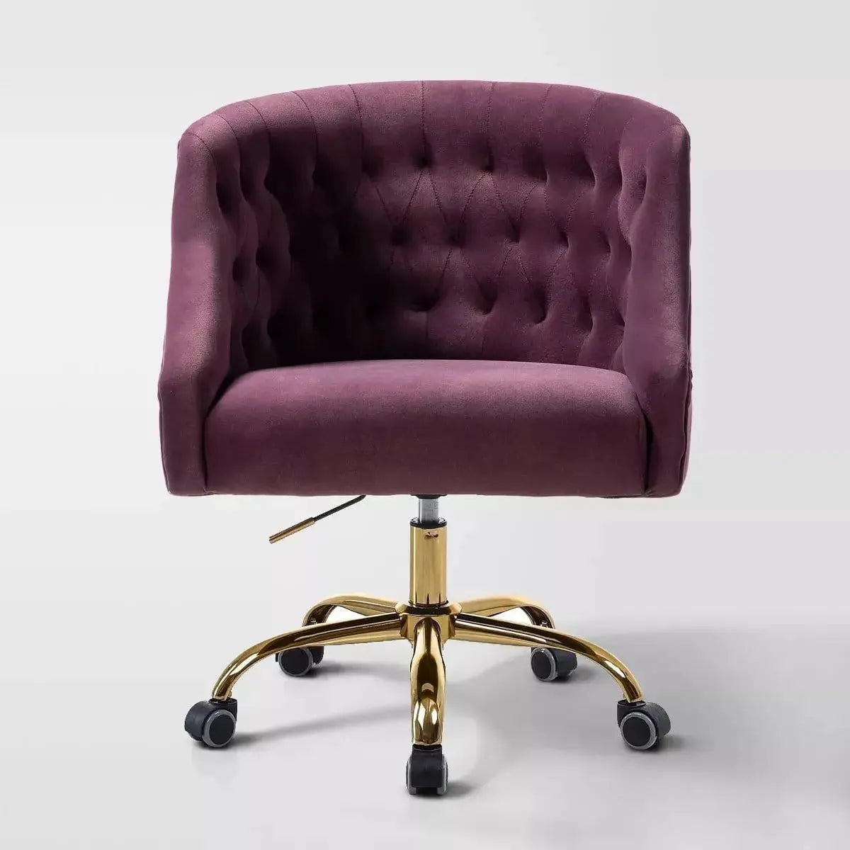 Curvaceous Velvet Swivel Office Chair with Gold Base