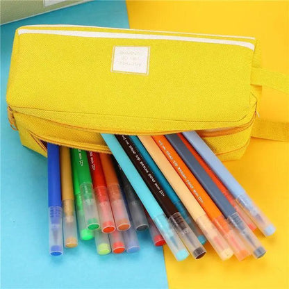 Durable Simple Large Capacity School Stationery Double Layer Case  Students Unique Design High Quality Office Handbag Pencil Case