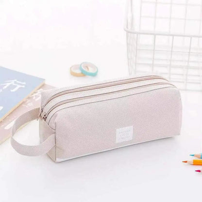 Durable Simple Large Capacity School Stationery Double Layer Case  Students Unique Design High Quality Office Handbag Pencil Case