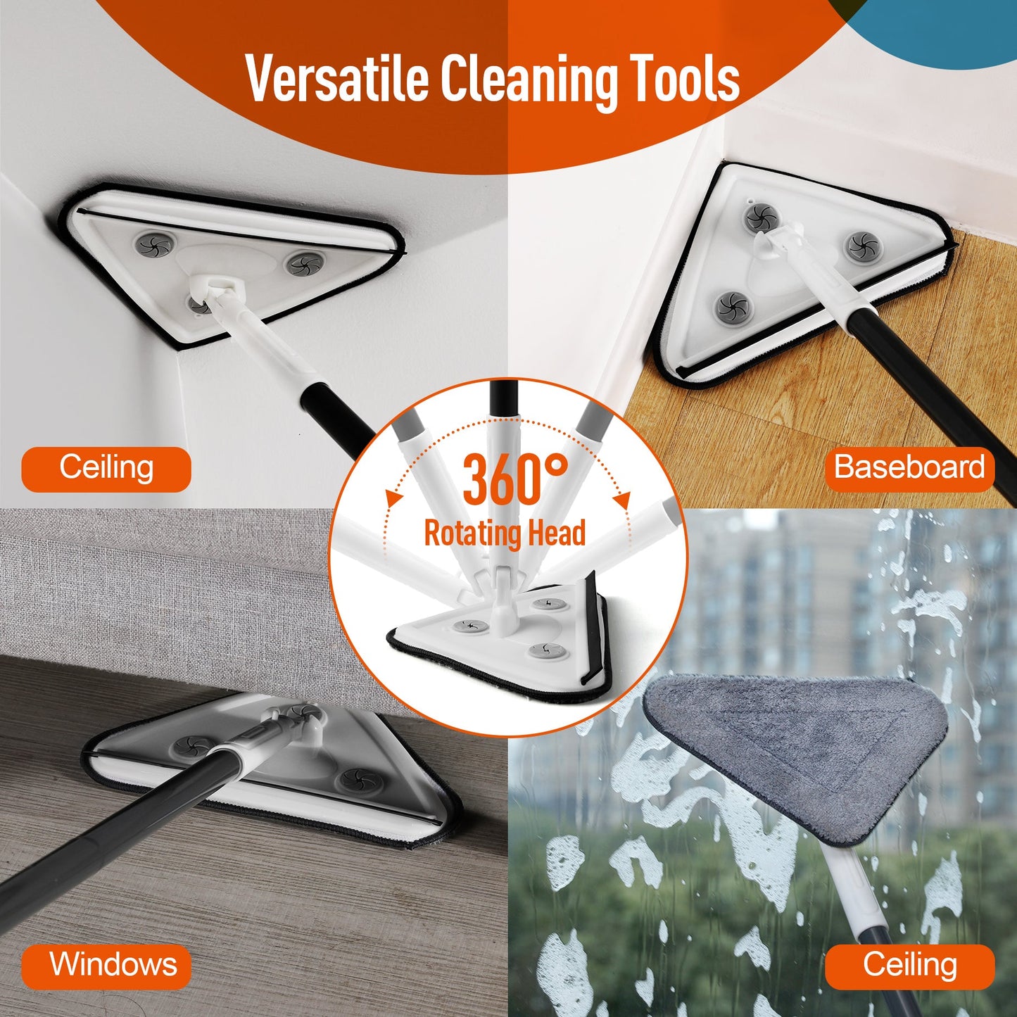 Effortless Wall Cleaning Mop With Disposable Pads