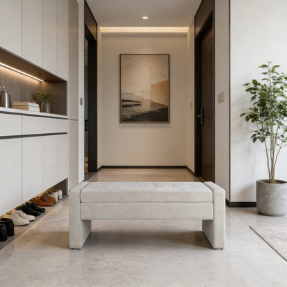 50" Modern Upholstered Storage Bench with Tufted Seat