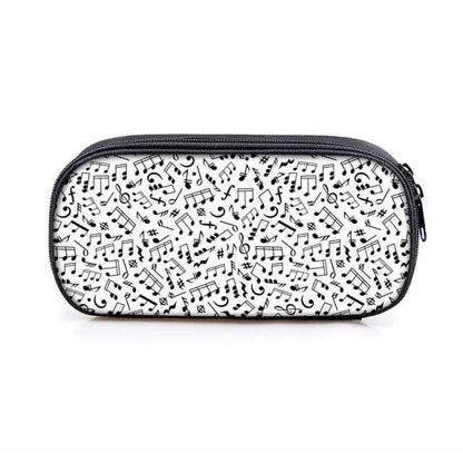 Elegant Music Note Piano Pen Case Holder Stylish Black/White Pencil Bag Guitar Pencil Case Unique Stationery Case For School