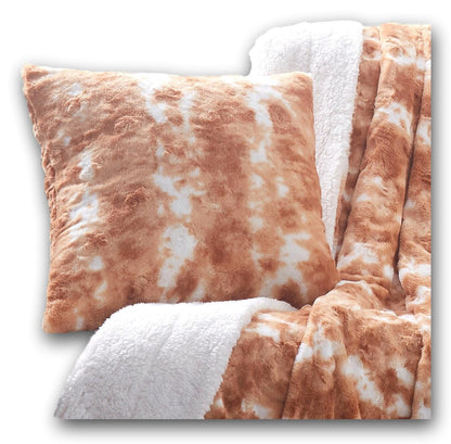 DaDa Bedding Amber Orange Brown Faux Fur Pillow Cover