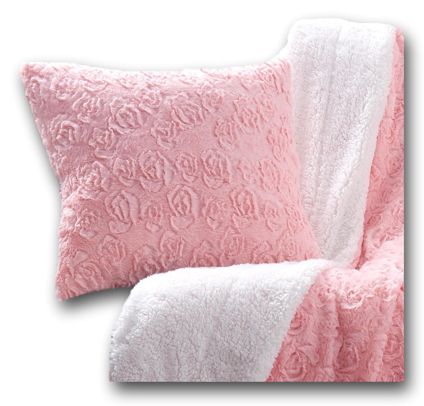 DaDa Bedding Pastel Pink Faux Fur Pillow Cover