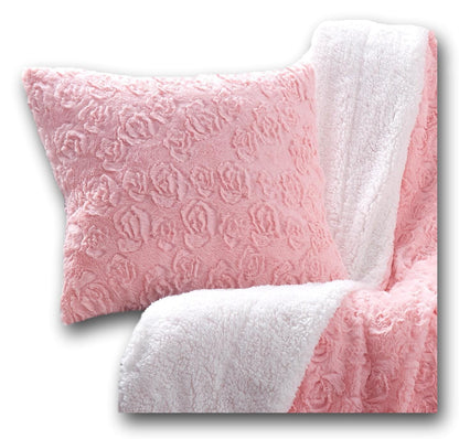 DaDa Bedding Pastel Pink Faux Fur Pillow Cover