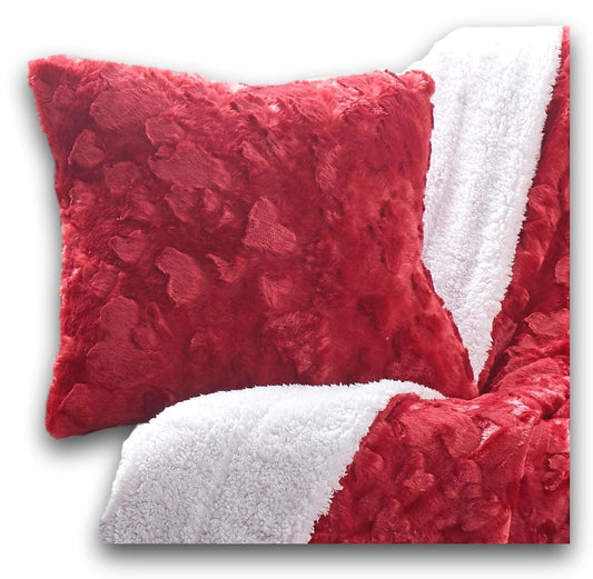DaDa Bedding Candy Apple Red Faux Fur Pillow Cover