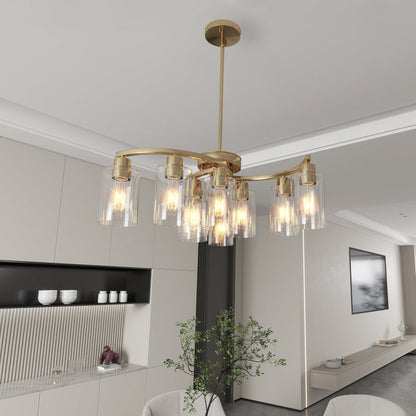 6/9-Light Modern Farmhouse Chandelier | Black, Chrome or Gold with Clear Glass Shades — Adjustable Height, Dimmable, Dining Room & Kitchen Island