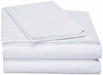 DaDa Bedding White Cotton Fitted and Flat Sheet Set