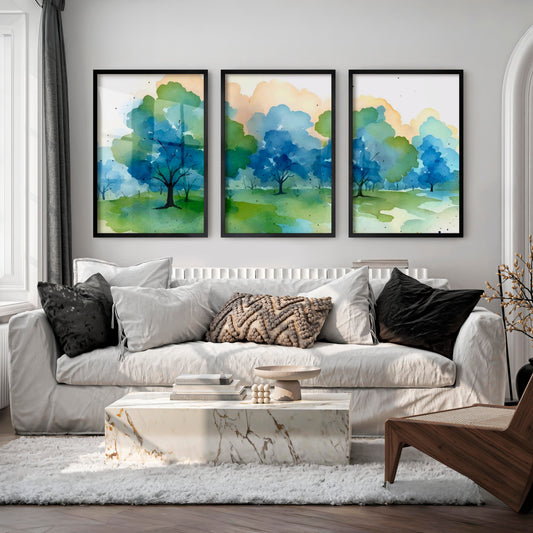 Forest Painting Abstract - Nature Wall Art Triptych