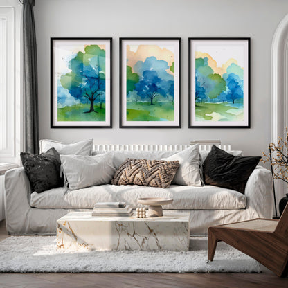 Forest Painting Abstract - Nature Wall Art Triptych